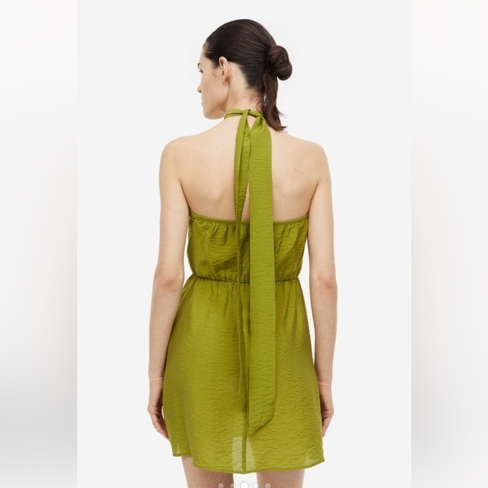 ๐NWT-H&M OLIVE GREEN HALTER NECK DRESS SZ XS๐ - Picture 2 of 8